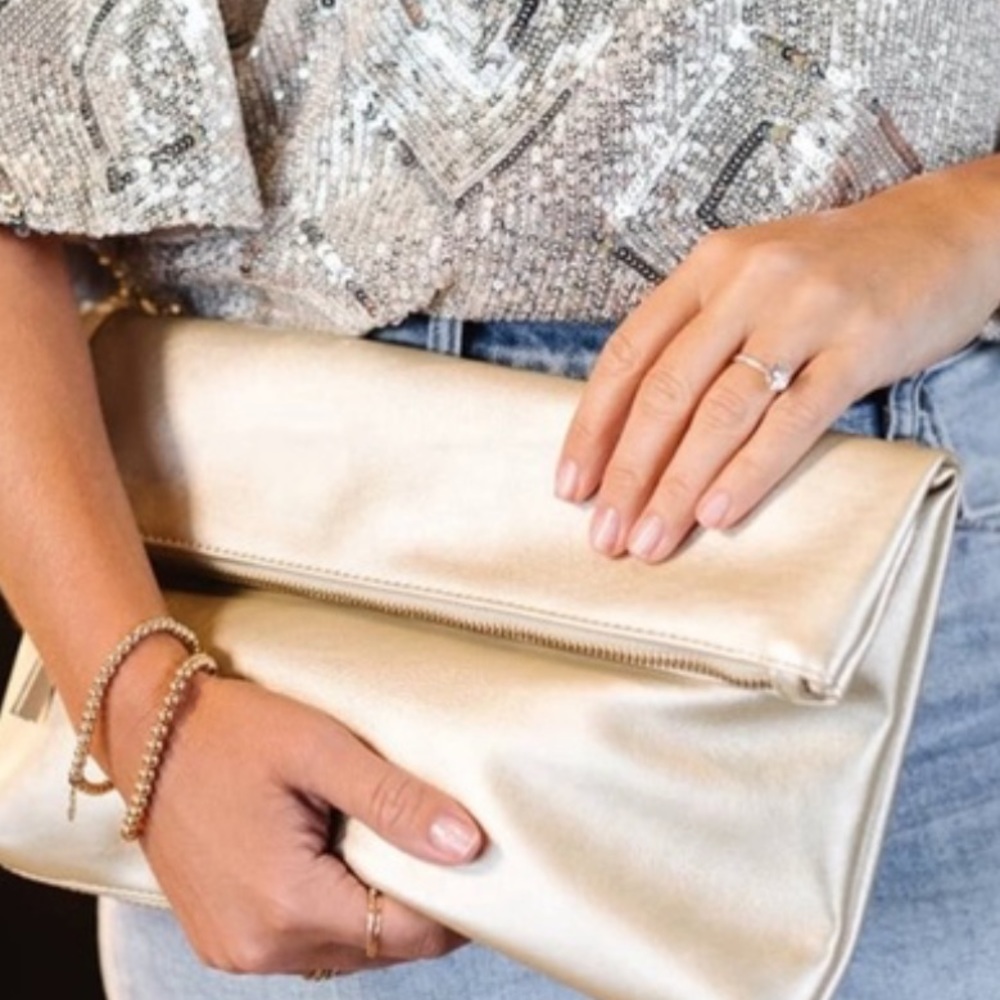 Fawn gold clutch from Jilly box collab